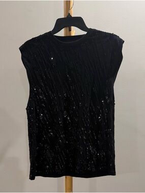Retrofete Black Sleeveless Sequin Top